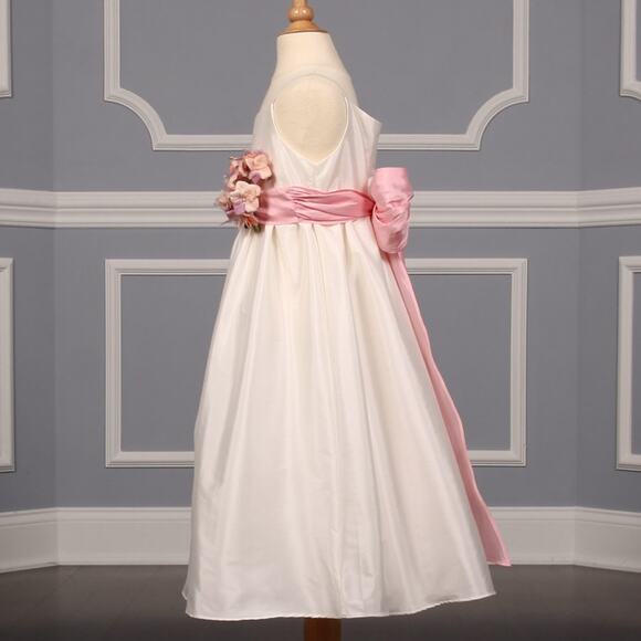 Us Angels 276L Ivory an Pink Flower Girl Dress - Picture 2 of 7